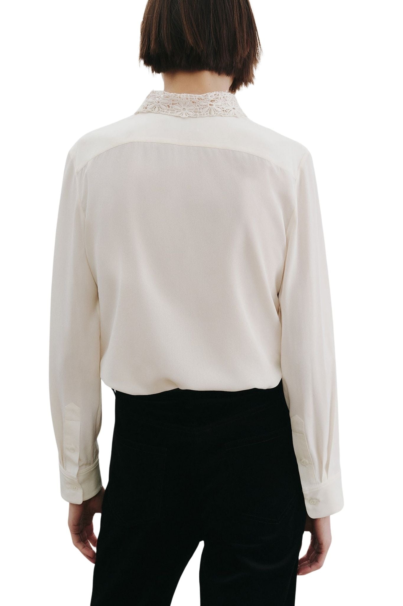 Nili Lotan Zola Lace/Silk Shirt - Vermillion