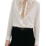 Nili Lotan Zola Lace/Silk Shirt - Vermillion
