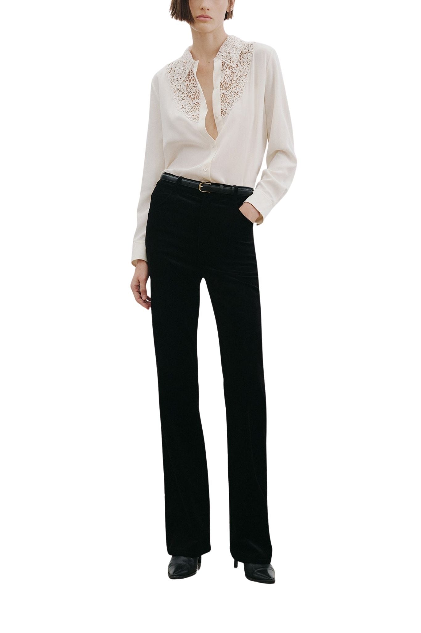 Nili Lotan Zola Lace/Silk Shirt - Vermillion
