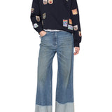 Sea Davis Patchwork Crew Neck Sweatshirt