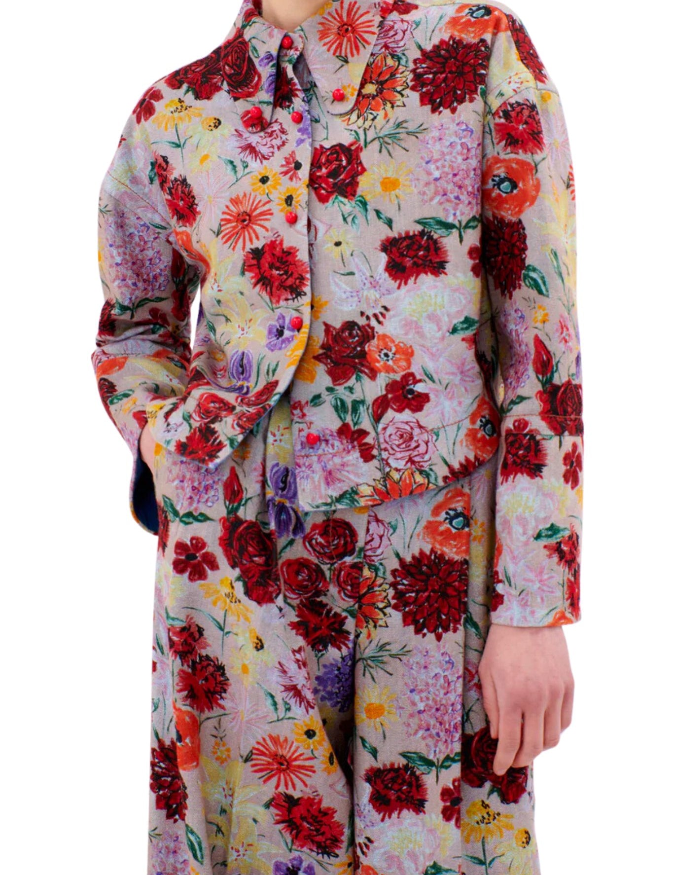 Odeeh Floral Jacket - Vermillion