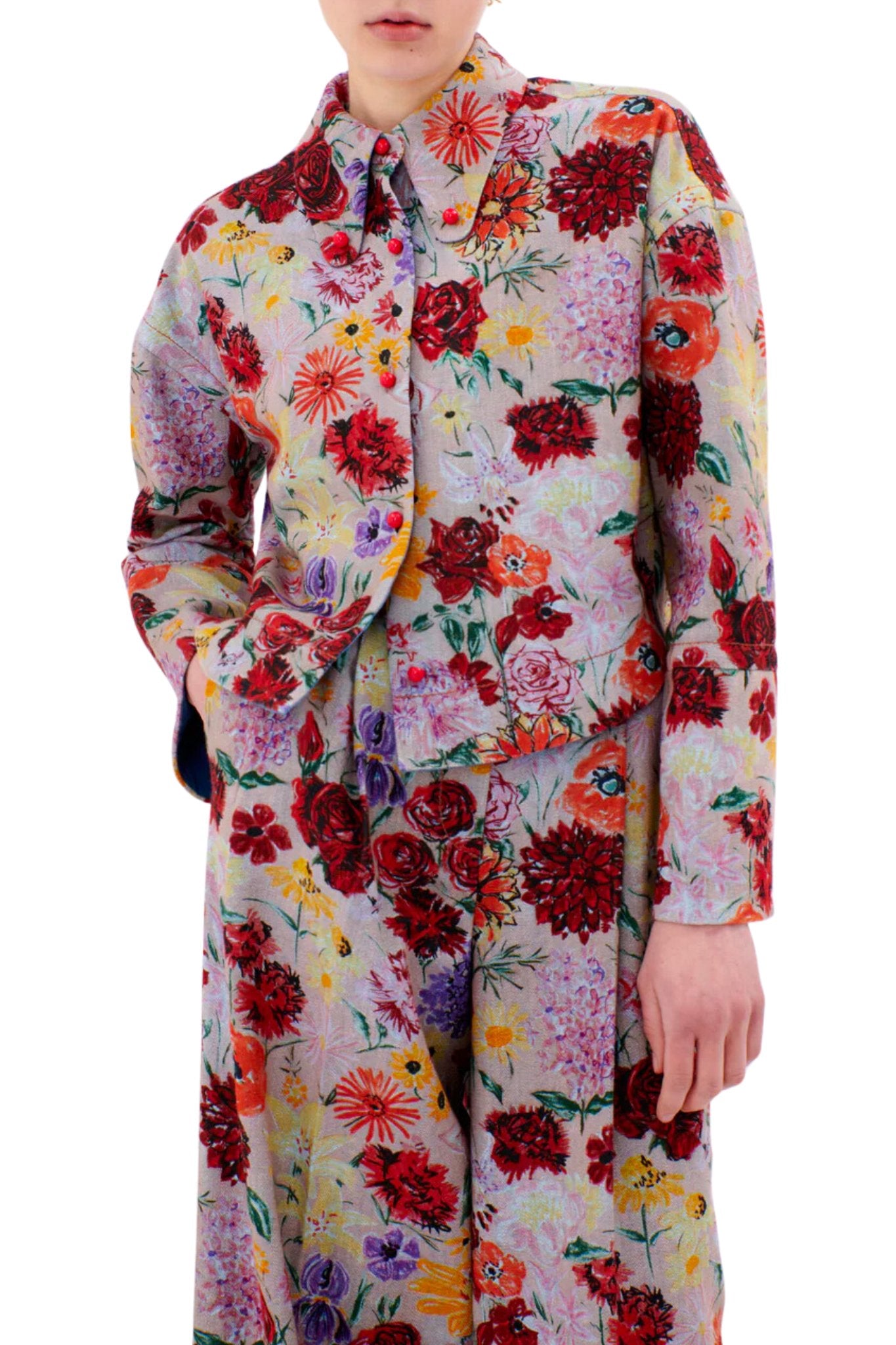 Odeeh Floral Jacket - Vermillion