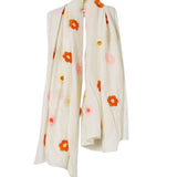 Odeeh Hand Embroidered Daisies Scarf - Vermillion