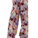 Odeeh Impressionist Flowers Cotton Denim Pants - Vermillion