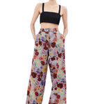 Odeeh Impressionist Flowers Cotton Denim Pants - Vermillion