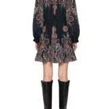 Sea Hyacinth Print Longsleeve Mini Dress