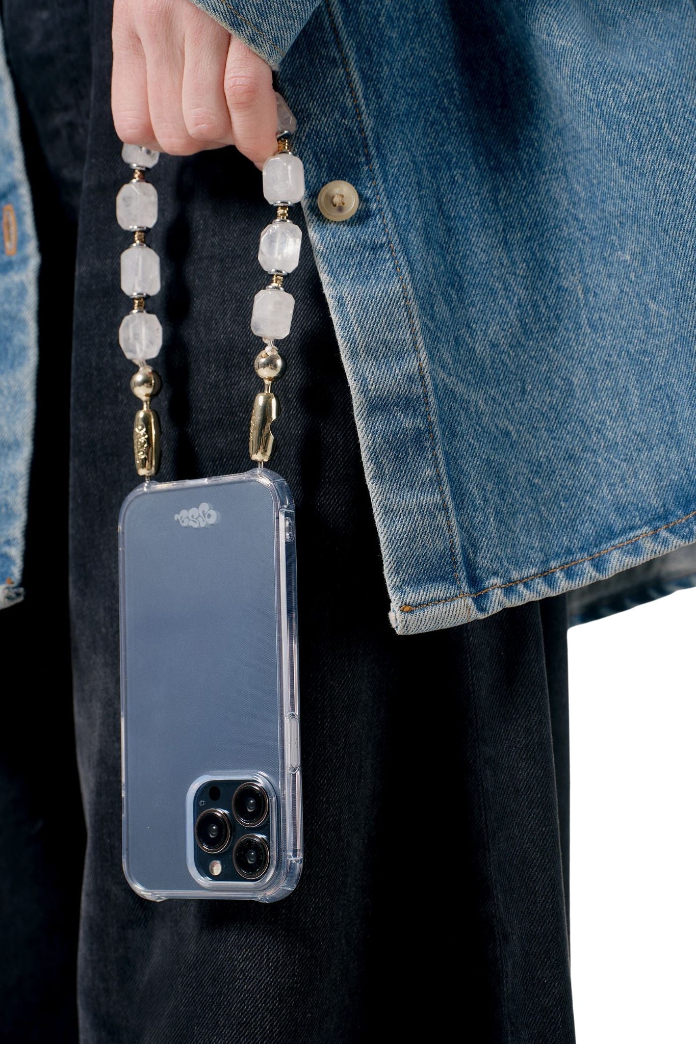 Ossa Electrum Gemstone Wristlet Rock Crystal - Vermillion