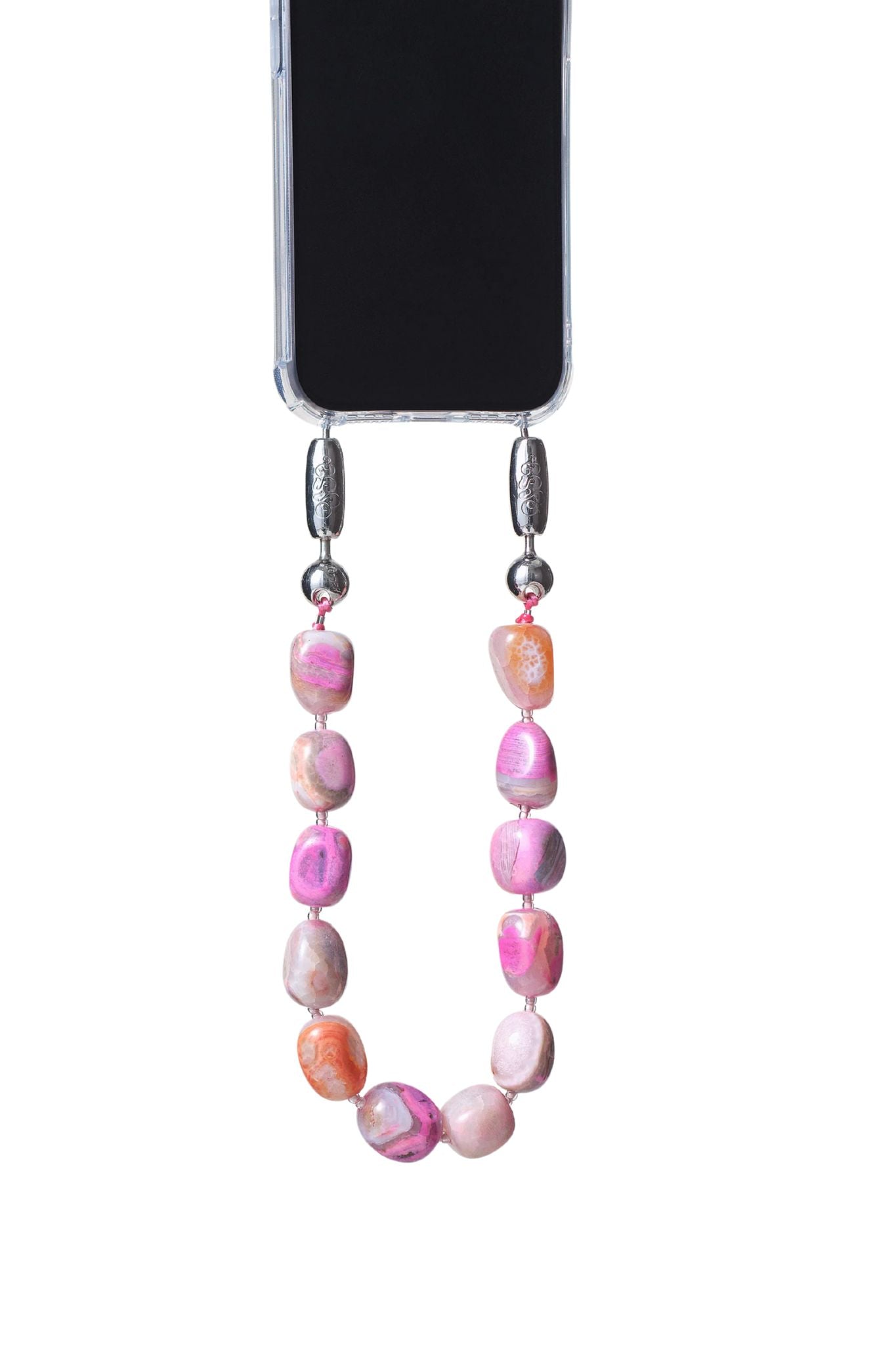 Ossa Large Cut Gemstone Wristlet Fuschia Agate - Vermillion