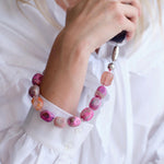 Ossa Large Cut Gemstone Wristlet Fuschia Agate - Vermillion