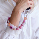 Ossa Large Cut Gemstone Wristlet Fuschia Agate - Vermillion