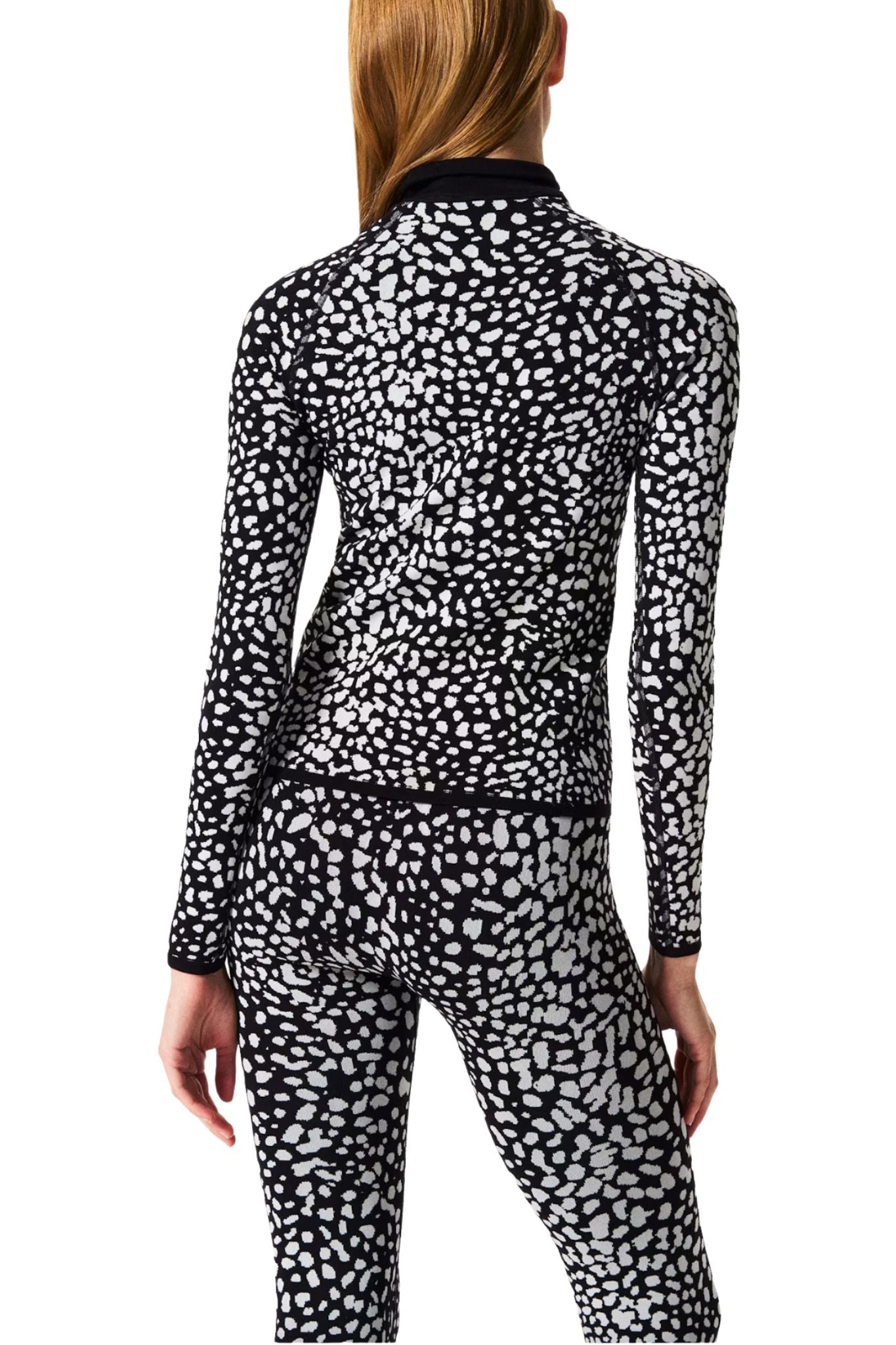 Perfect Moment Perfect Jacquard 1/4 Zip Base Layer - Vermillion