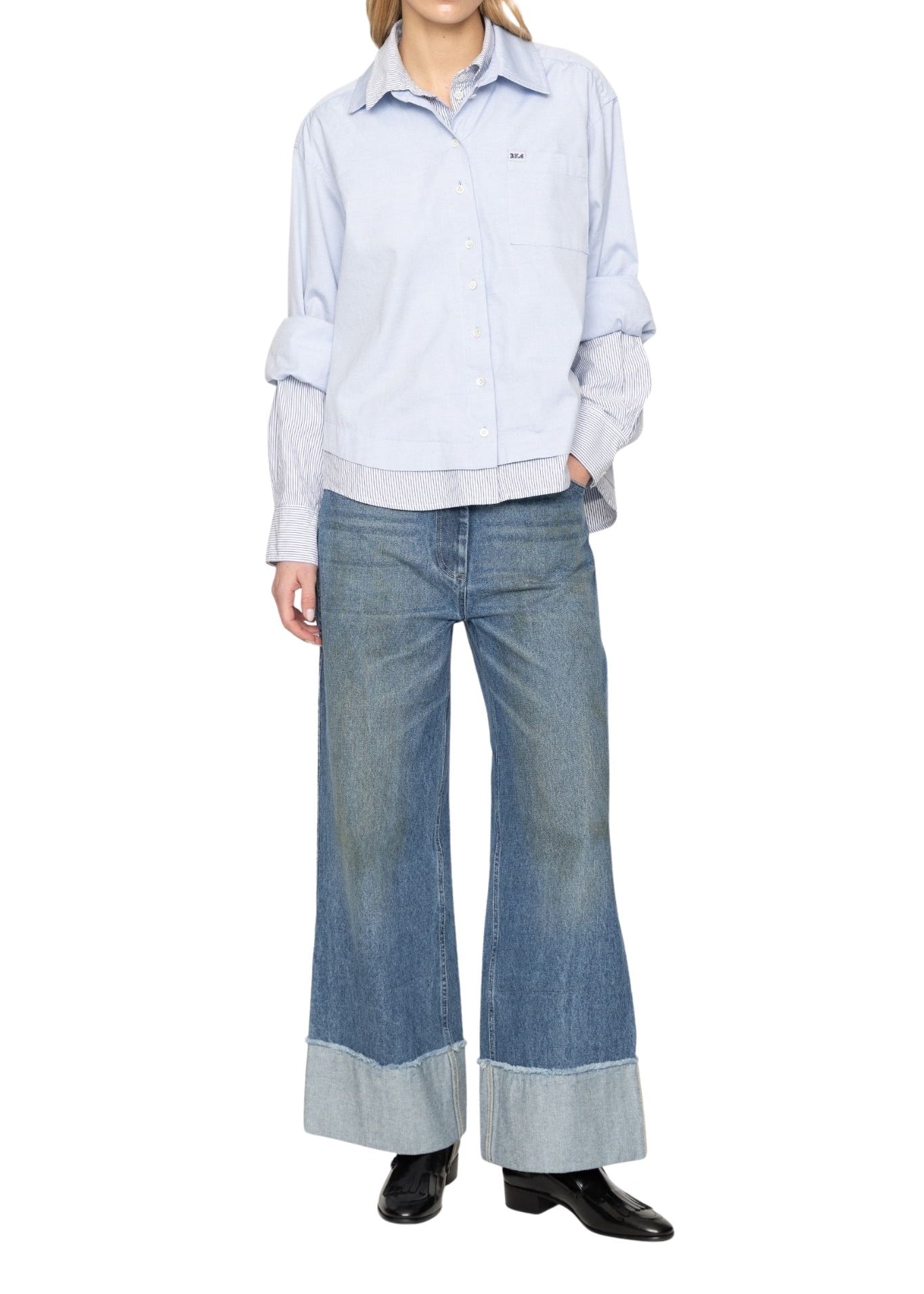 Sea Zayna Double Layer Button Down