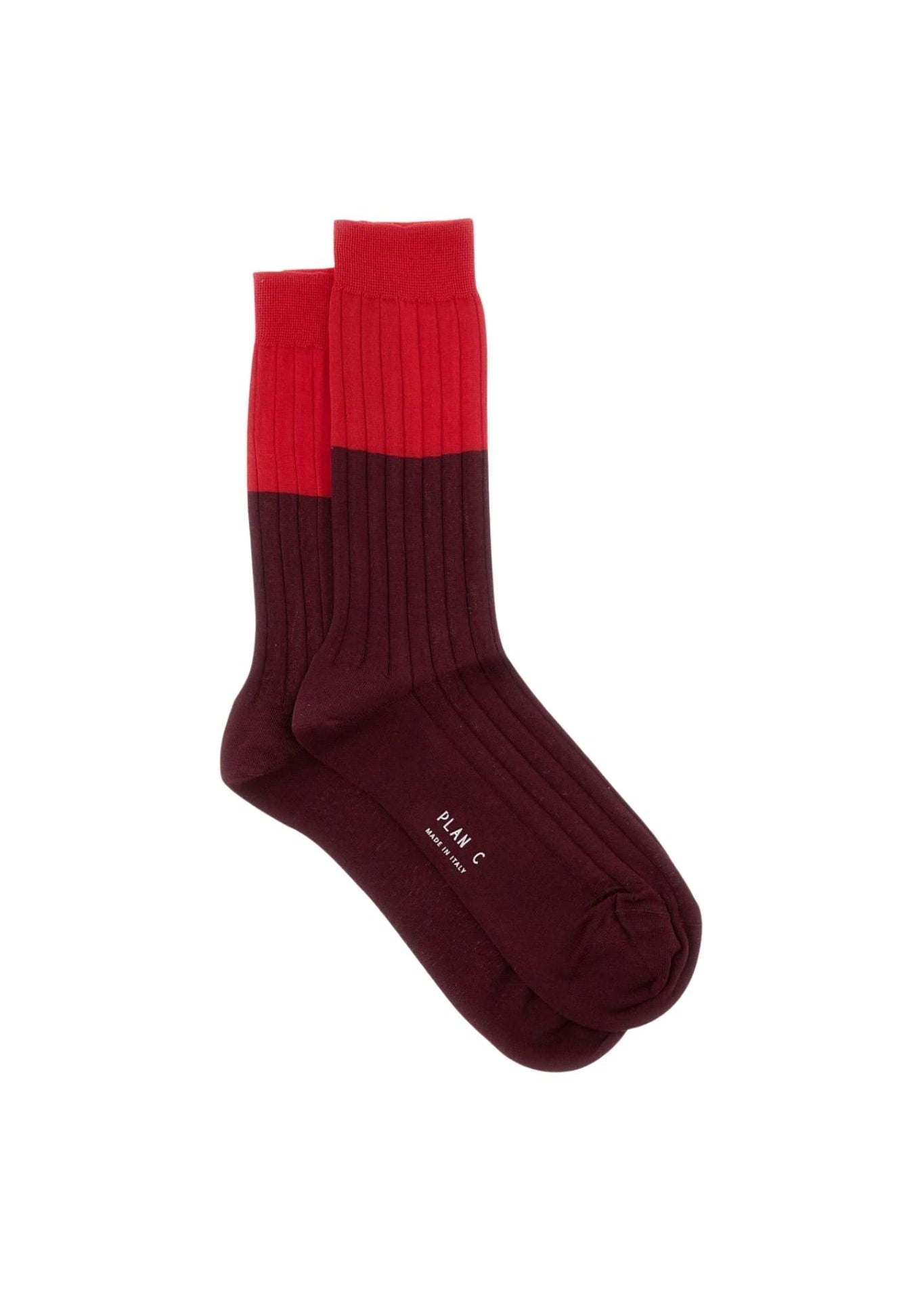 Plan C Bicolor Short Sock - Vermillion