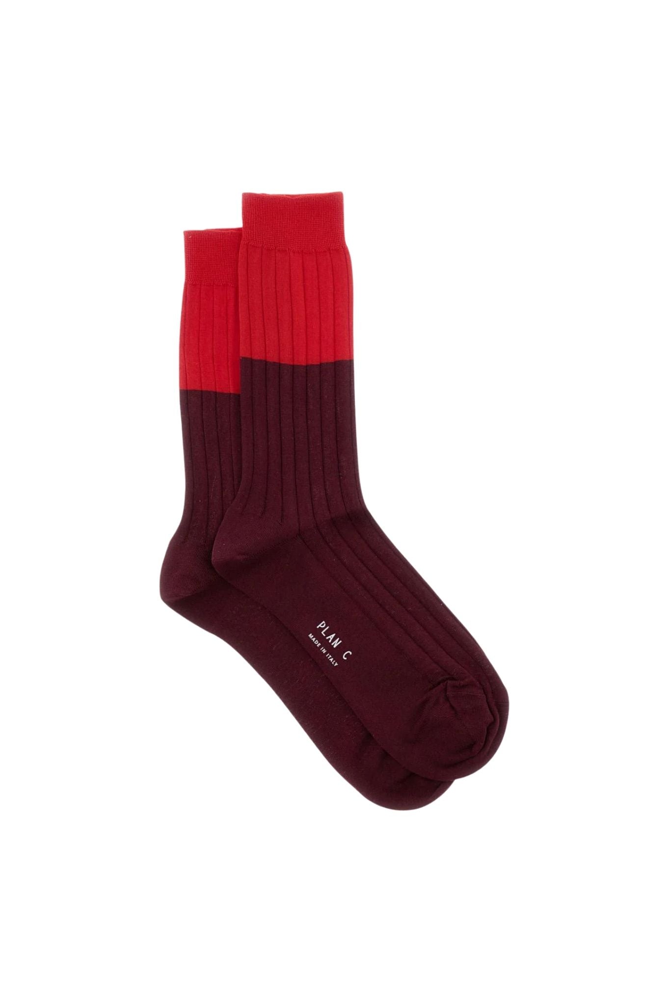 Plan C Bicolor Short Sock - Vermillion