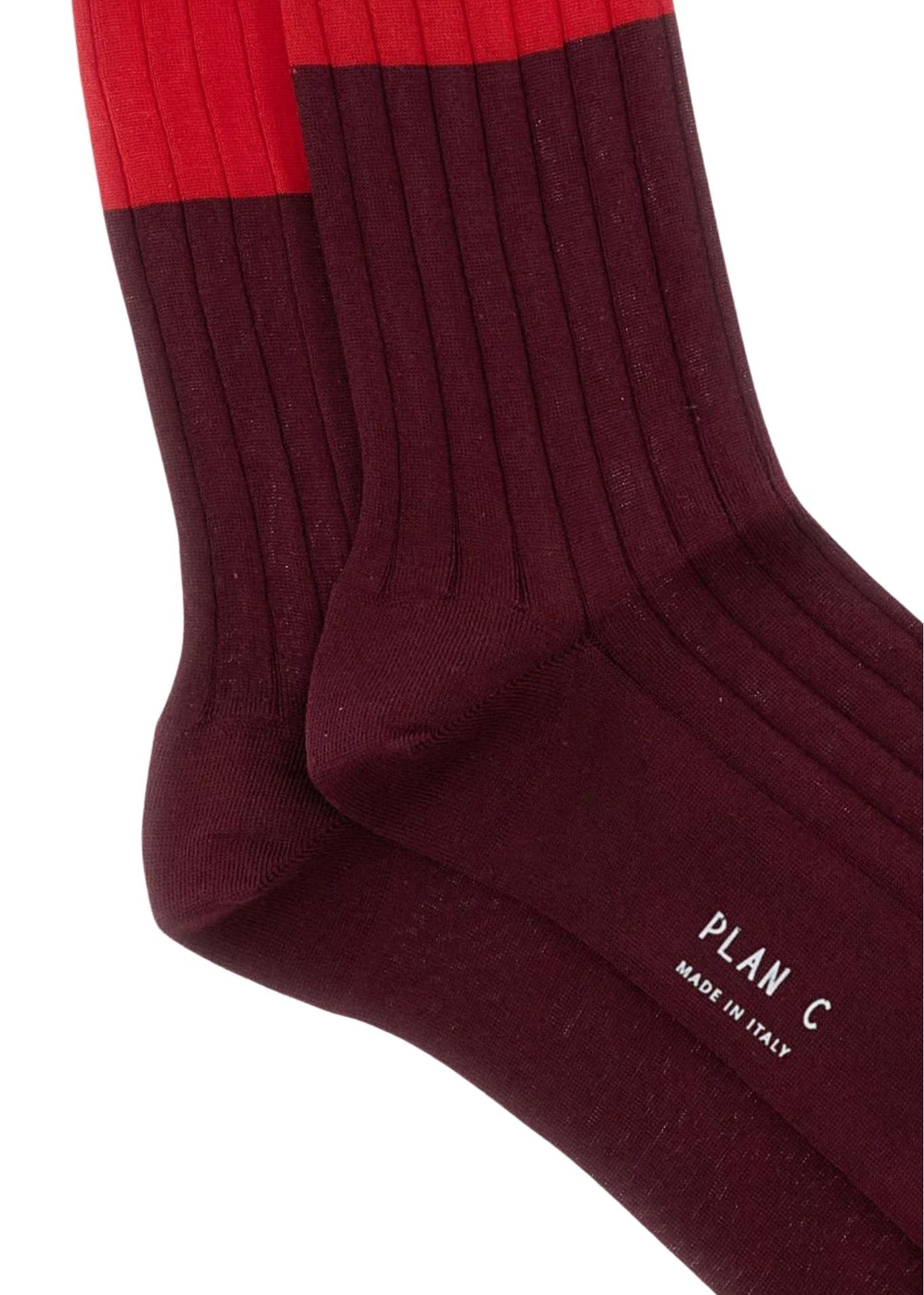 Plan C Bicolor Short Sock - Vermillion