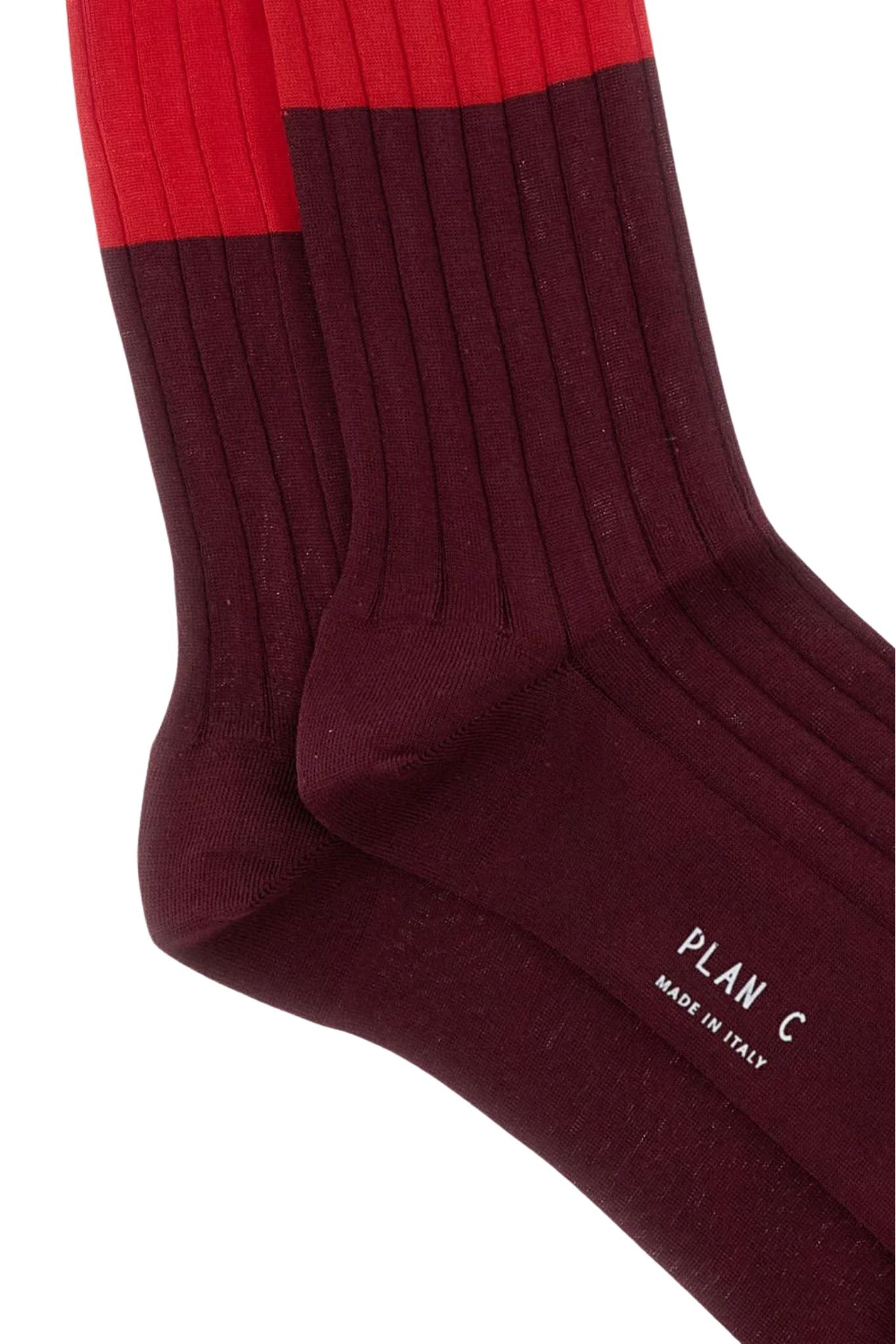 Plan C Bicolor Short Sock - Vermillion