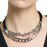 Plan C Double Chain Necklace w/Rib - Vermillion