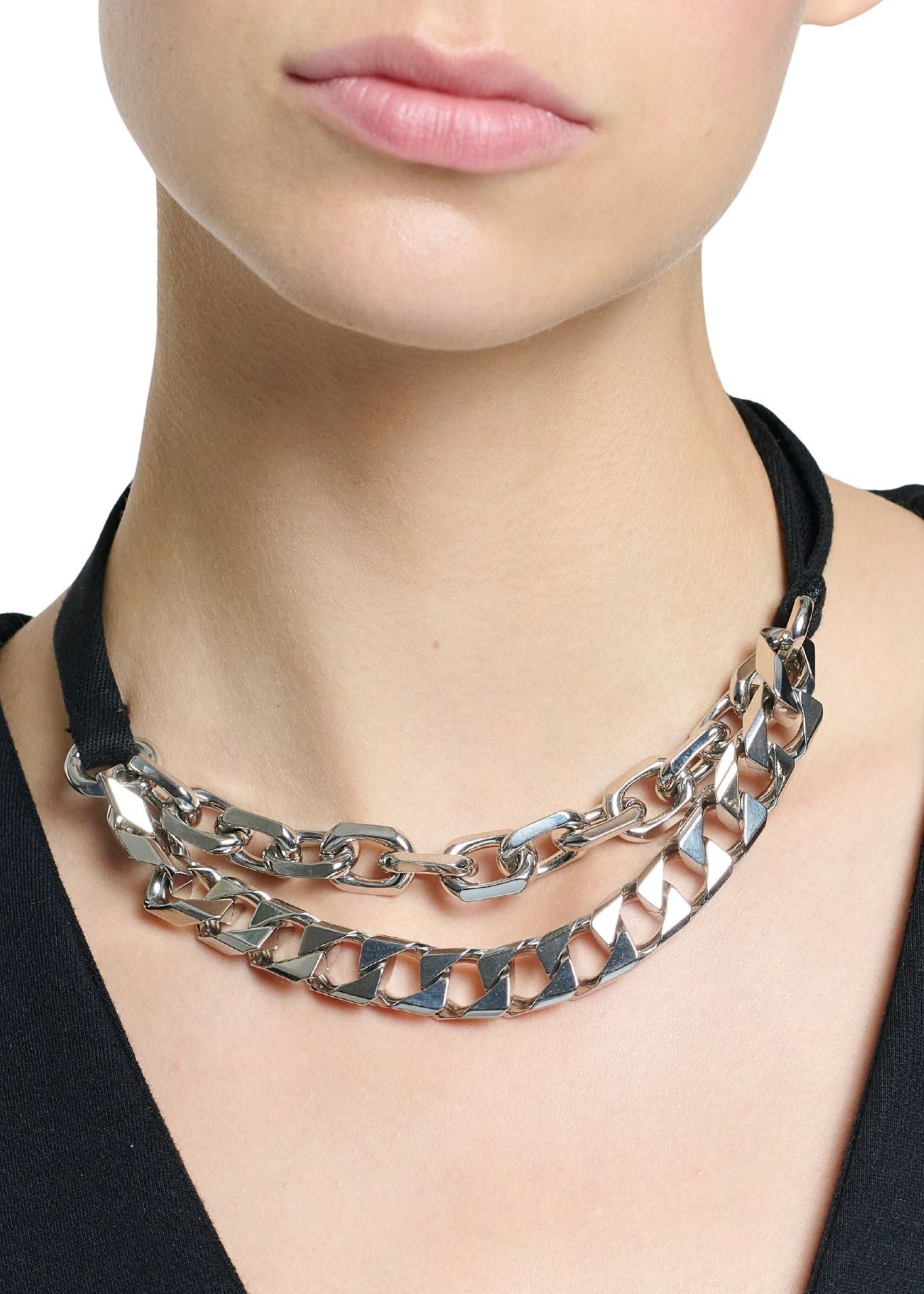 Plan C Double Chain Necklace w/Rib - Vermillion