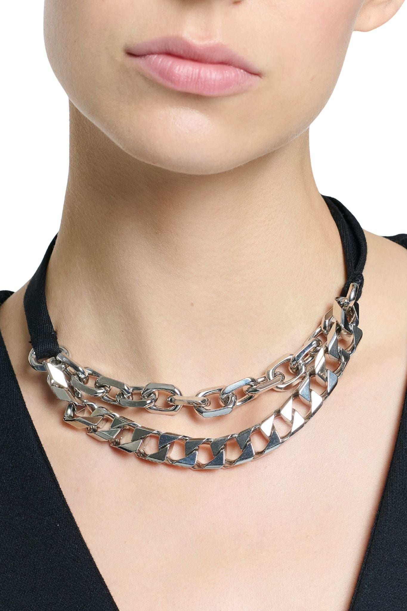 Plan C Double Chain Necklace w/Rib - Vermillion