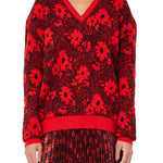 Plan C Long Sleeve V Neck Knit - Vermillion