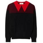 Plan C L/S Intarsia Crew Neck Knit - Vermillion