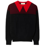 Plan C L/S Intarsia Crew Neck Knit - Vermillion