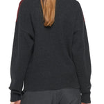 Plan C L/S Intarsia Crew Neck Knit - Vermillion