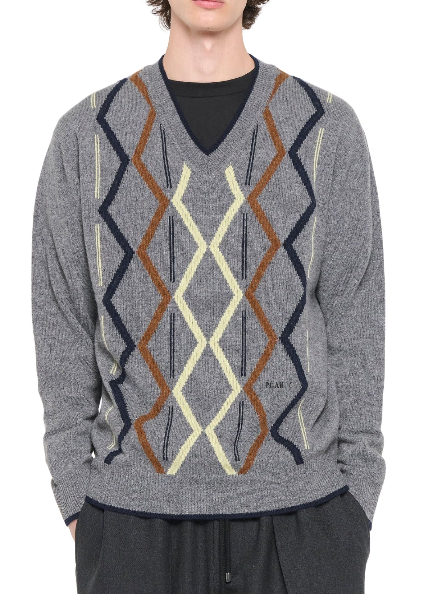 Plan C L/S Intarsia Turtle Neck Knit - Vermillion