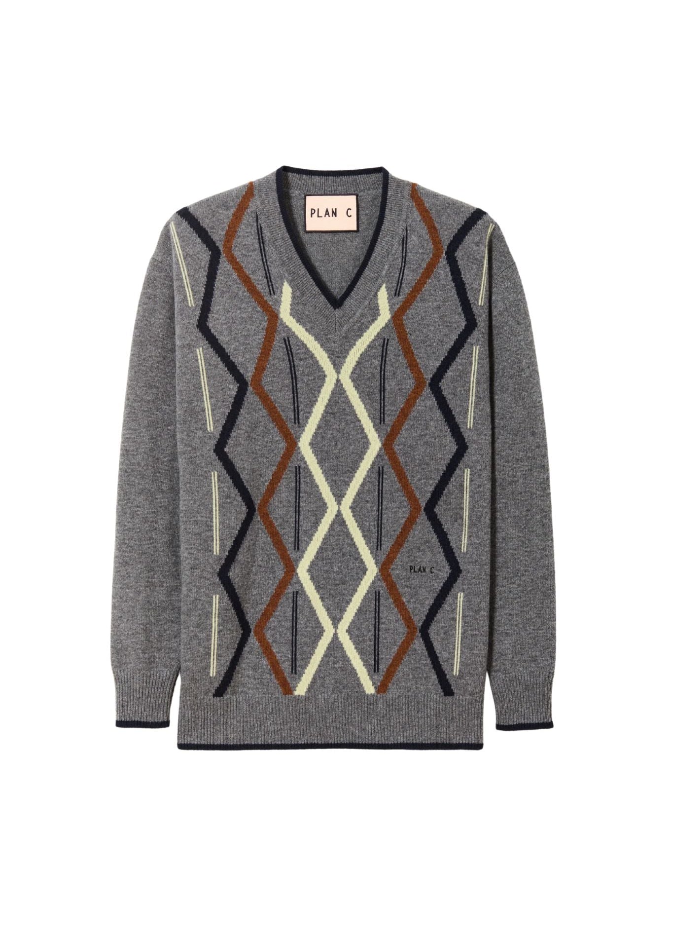 Plan C L/S Intarsia Turtle Neck Knit - Vermillion