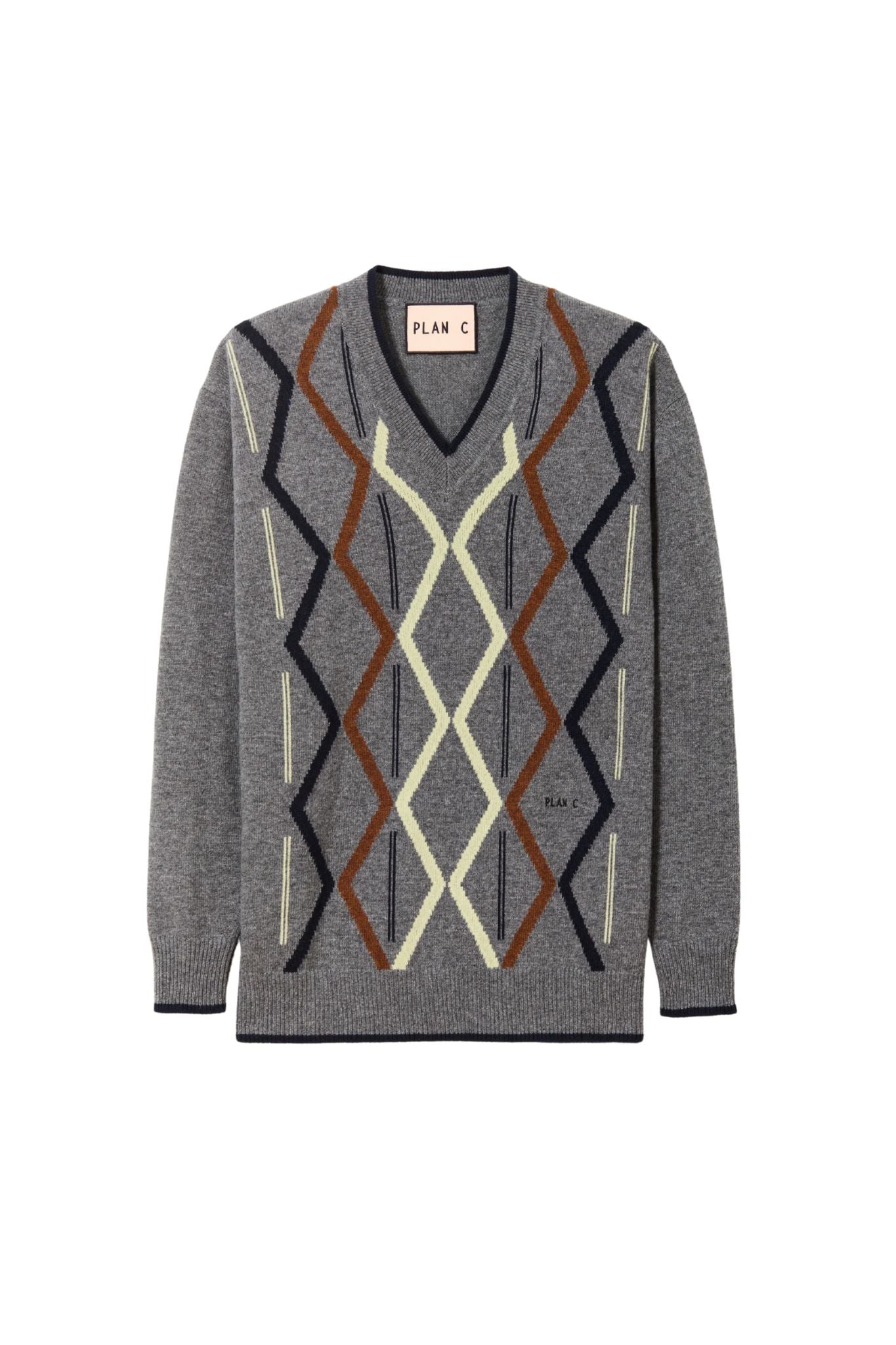 Plan C L/S Intarsia Turtle Neck Knit - Vermillion