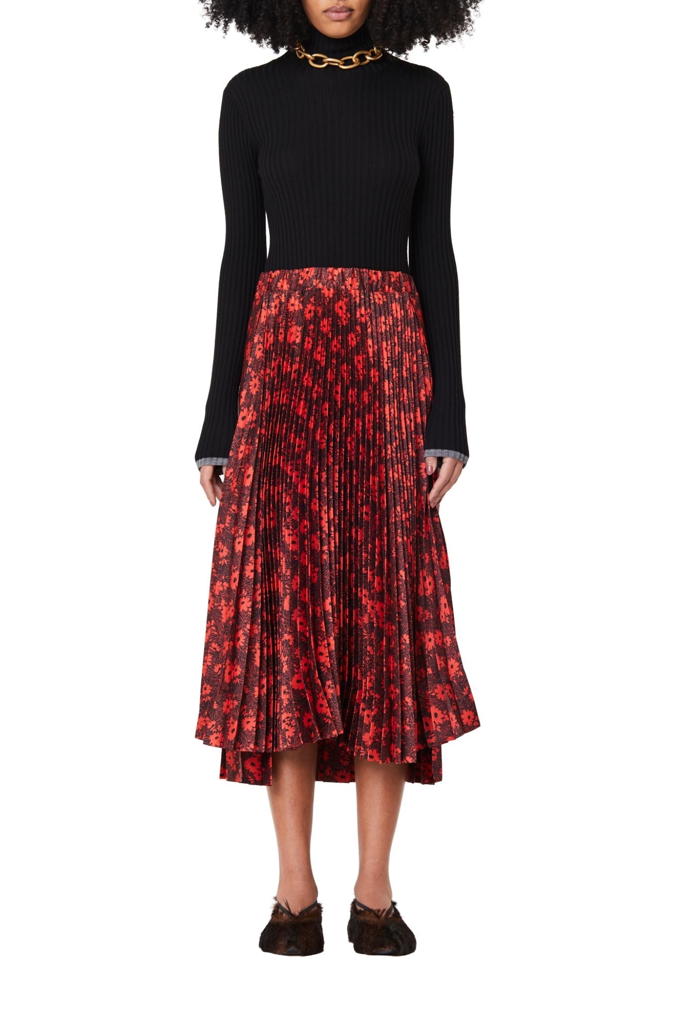 Plan C Pleated Skirt - Vermillion