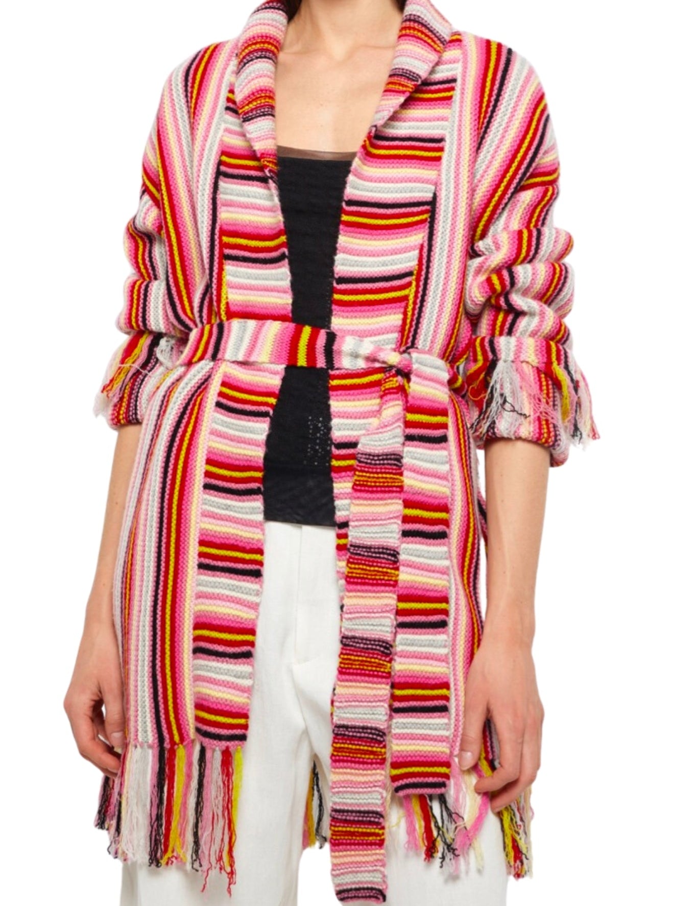 Prabal Gurung Fringe Shawl Collar Cardigan - Vermillion