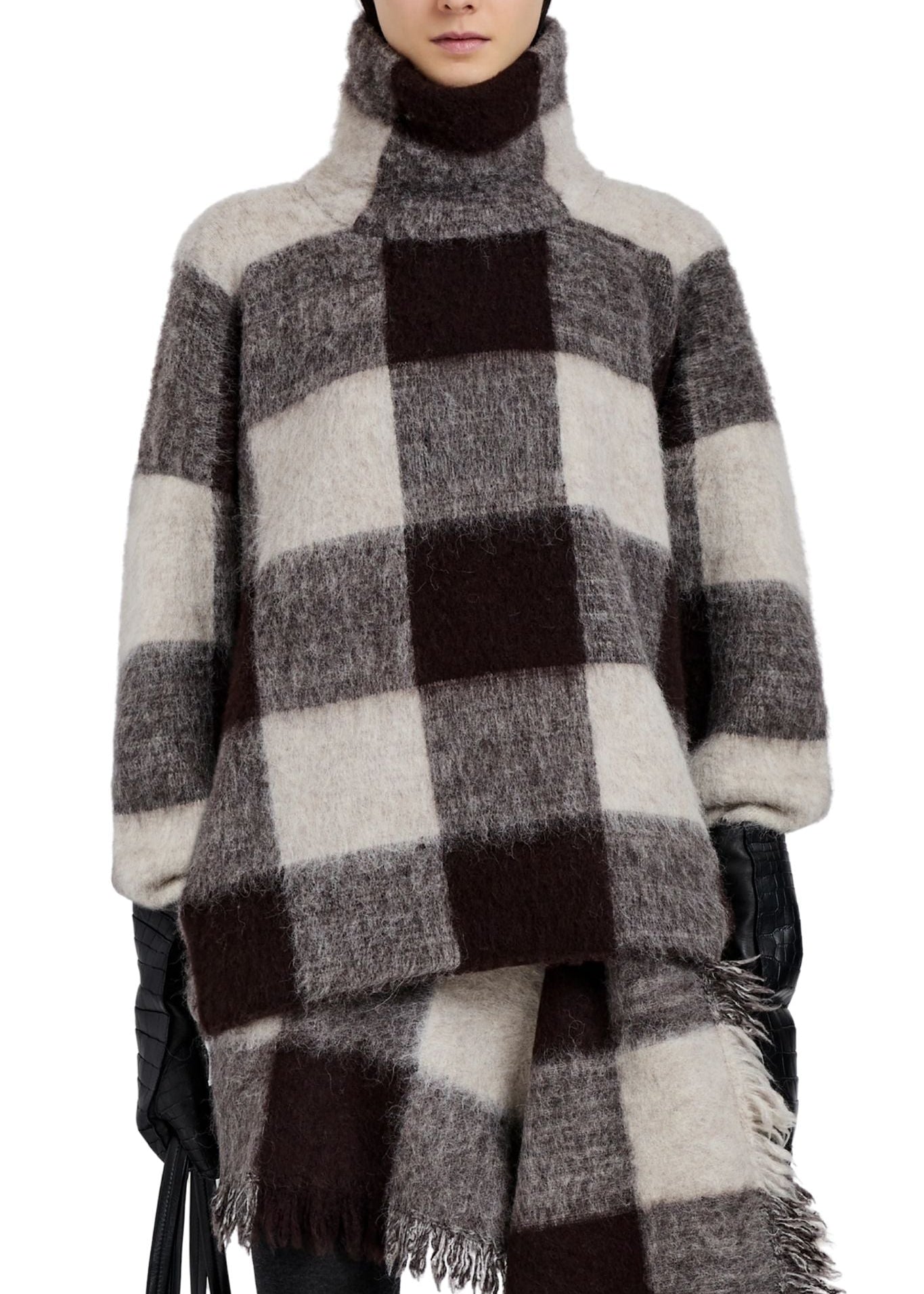 Proenza Schouler Kai Top In Brushed Glenplaid Knit - Vermillion