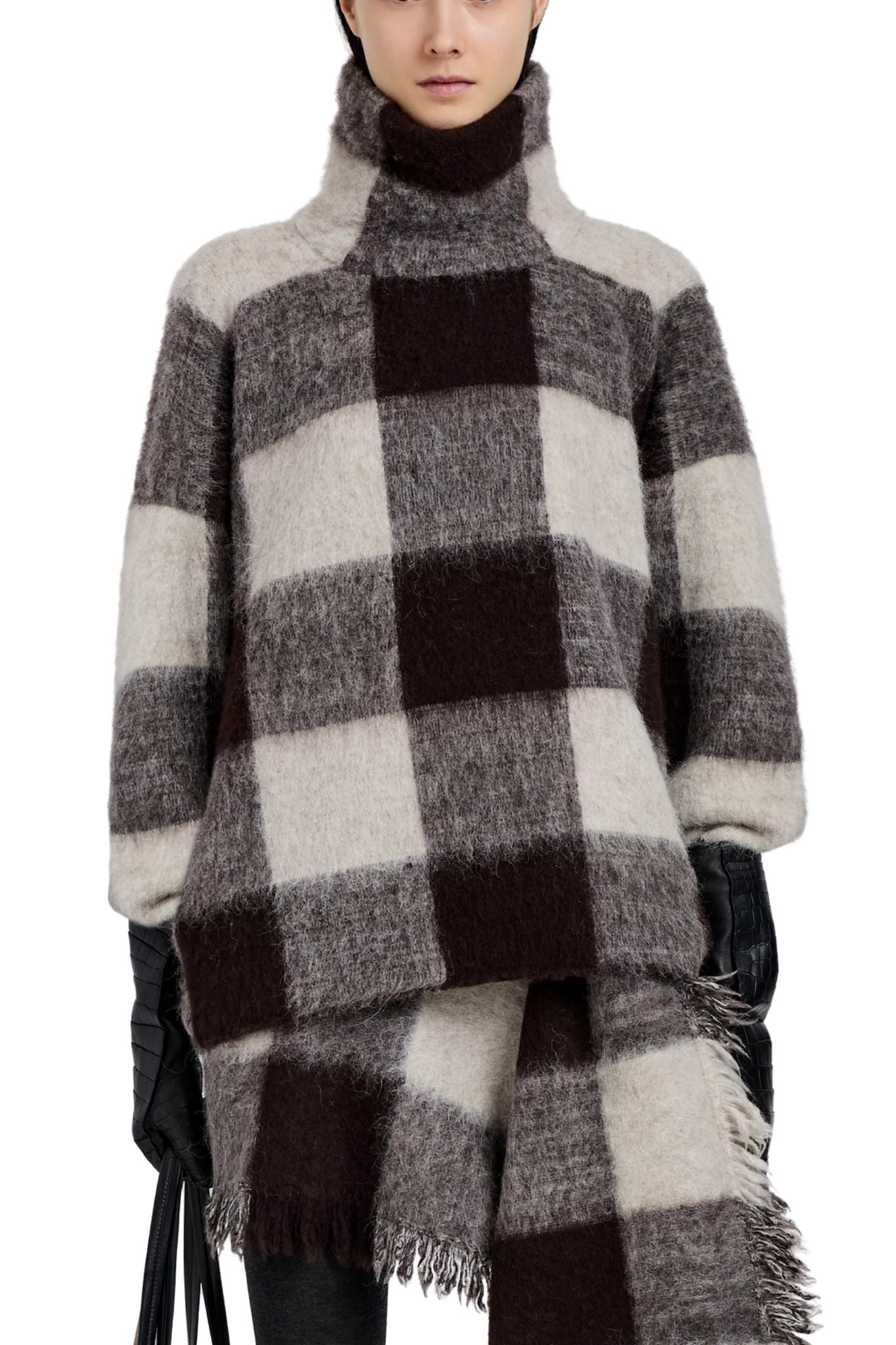 Proenza Schouler Kai Top In Brushed Glenplaid Knit - Vermillion