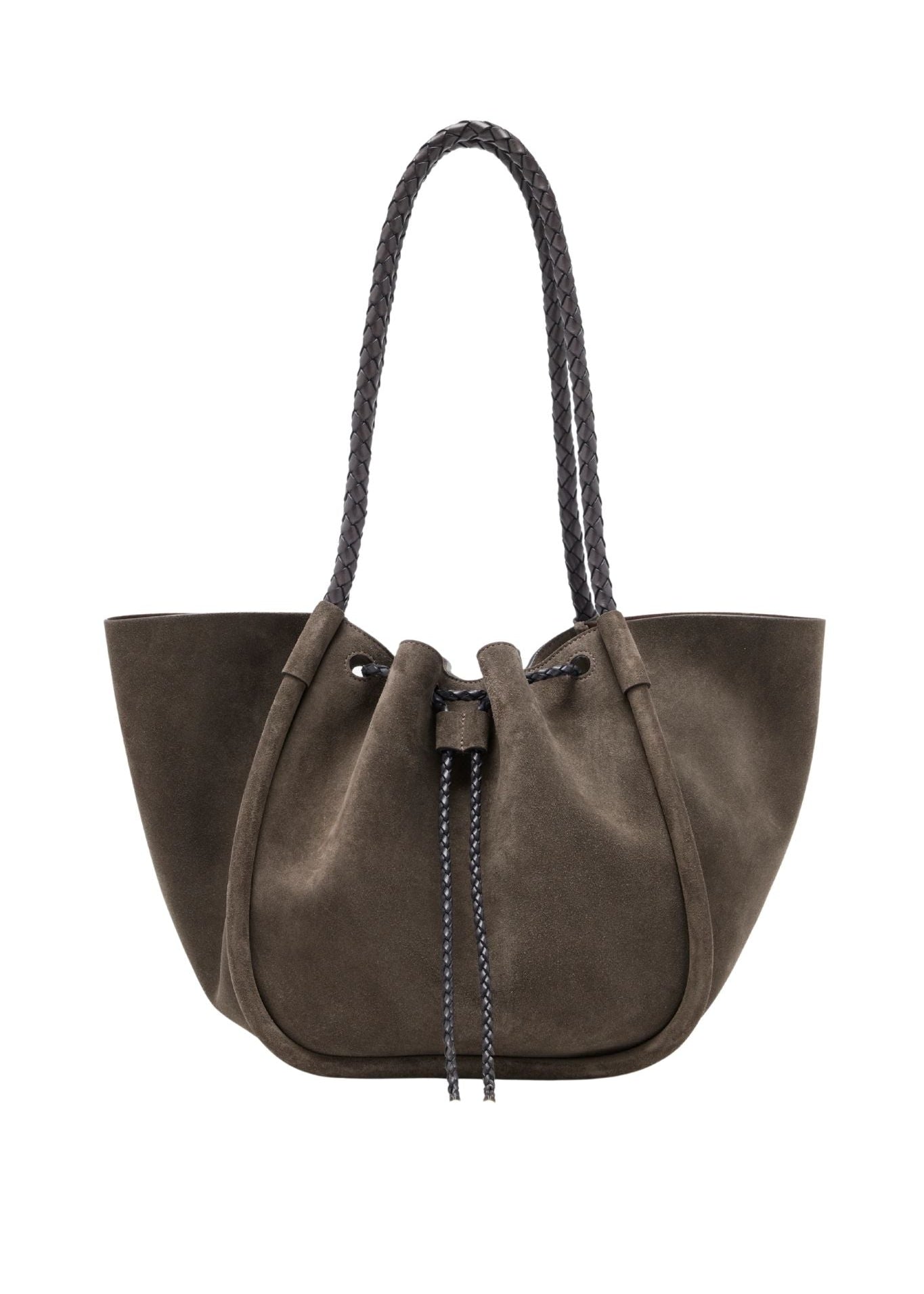 Proenza Schouler Large Ruched Tote In Suede And Braided Calf - Vermillion