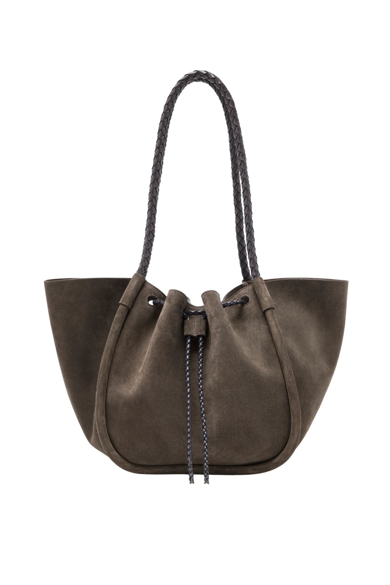 Proenza Schouler Large Ruched Tote In Suede And Braided Calf - Vermillion