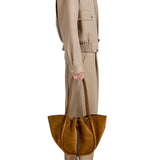 Proenza Schouler Large Ruched Tote In Suede And Braided Calf - Vermillion