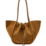 Proenza Schouler Large Ruched Tote In Suede And Braided Calf - Vermillion