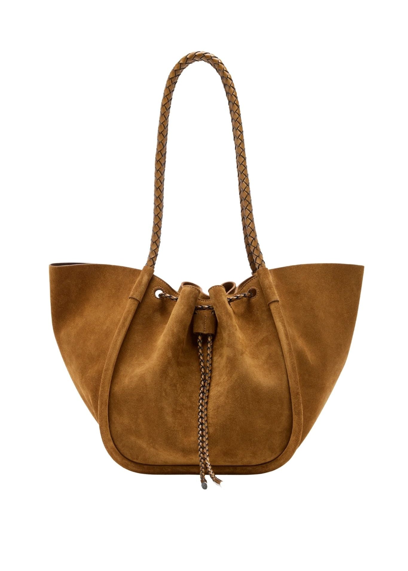 Proenza Schouler Large Ruched Tote In Suede And Braided Calf - Vermillion