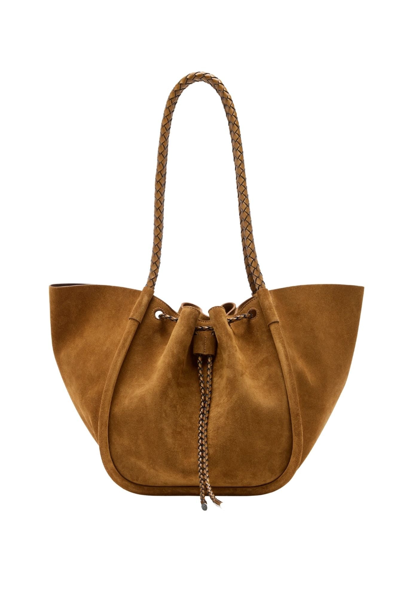 Proenza Schouler Large Ruched Tote In Suede And Braided Calf - Vermillion