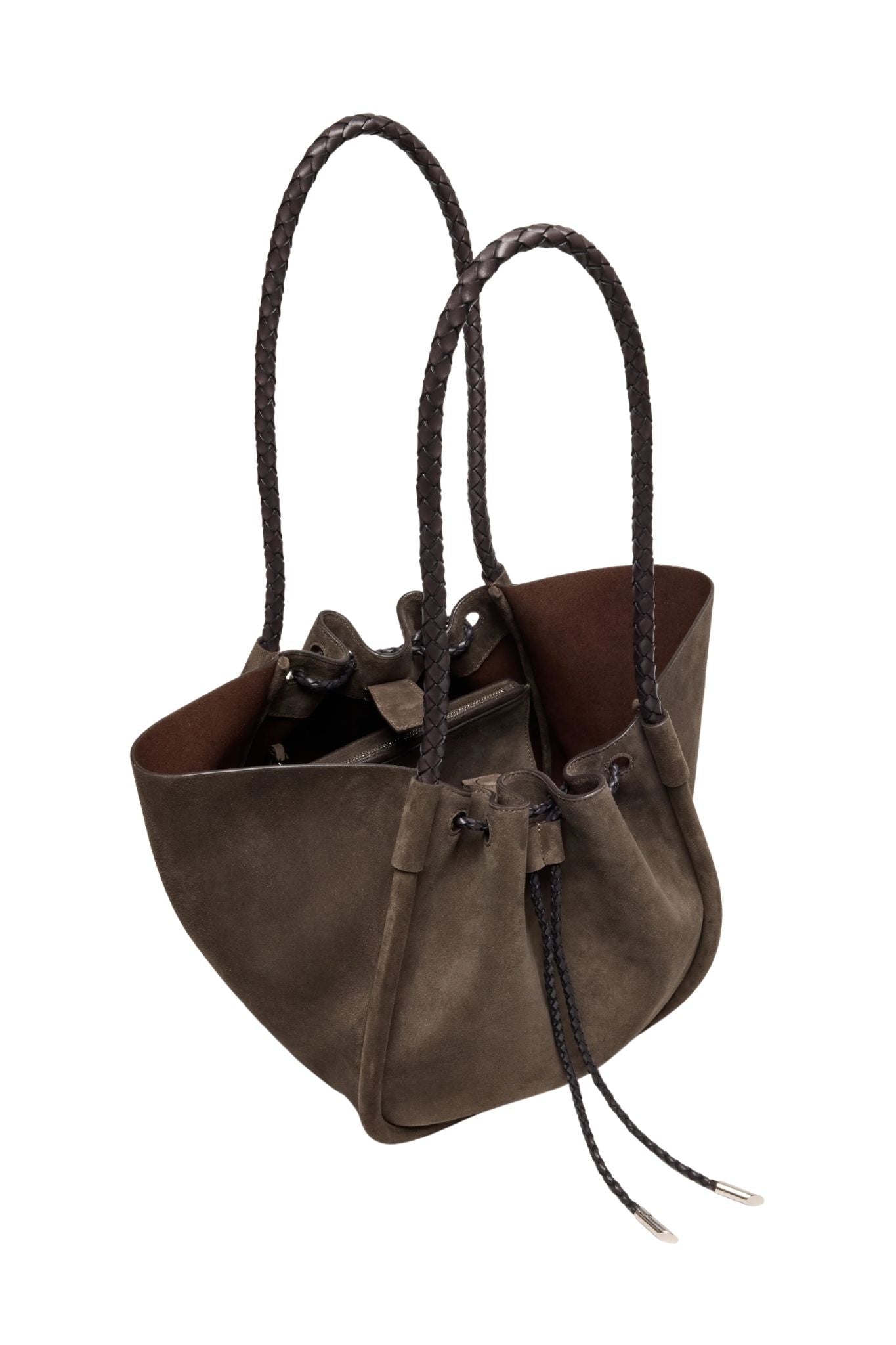 Proenza Schouler Large Ruched Tote In Suede And Braided Calf - Vermillion