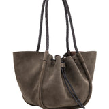 Proenza Schouler Large Ruched Tote In Suede And Braided Calf - Vermillion