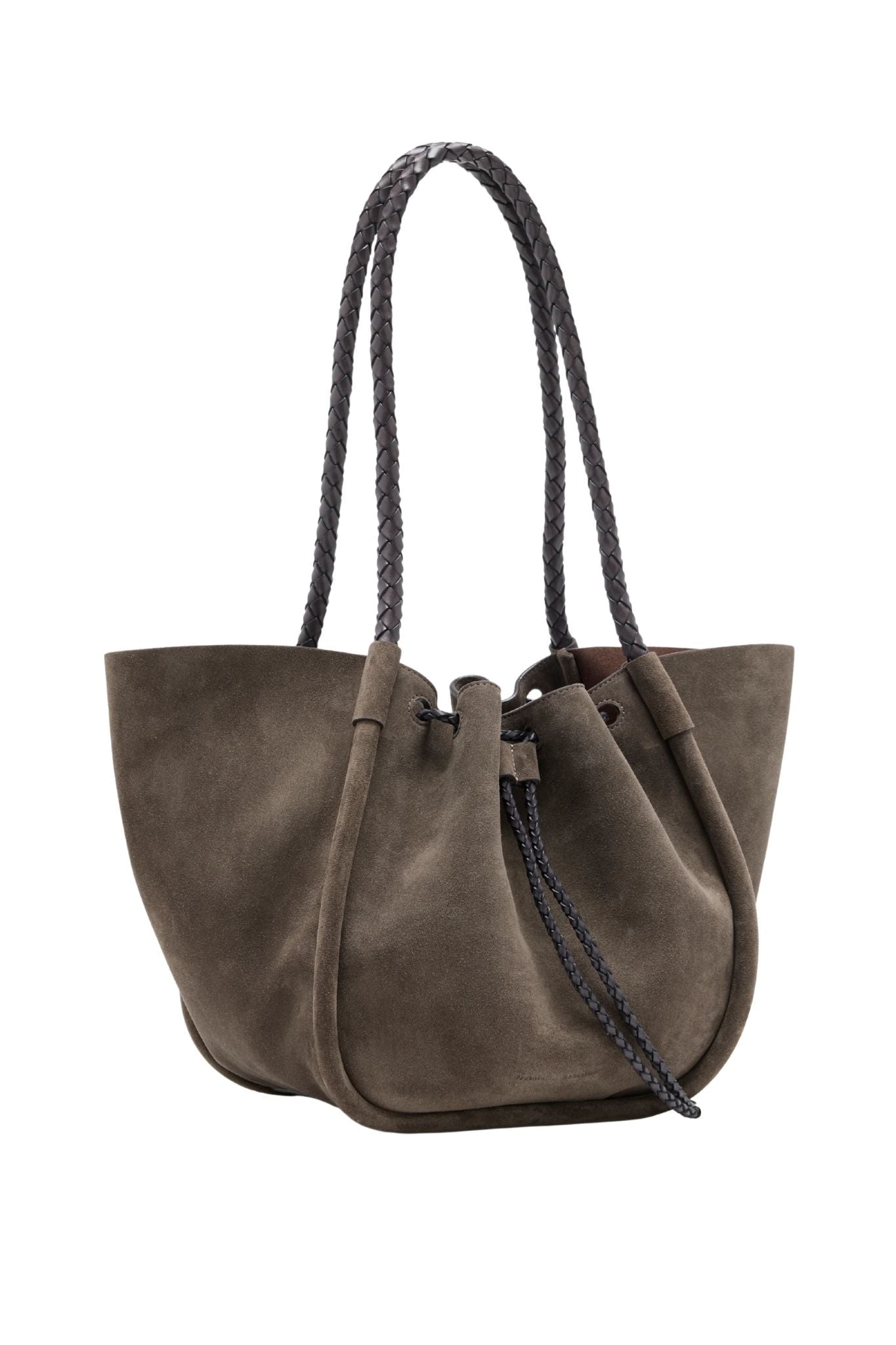 Proenza Schouler Large Ruched Tote In Suede And Braided Calf - Vermillion