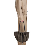Proenza Schouler Large Ruched Tote In Suede And Braided Calf - Vermillion