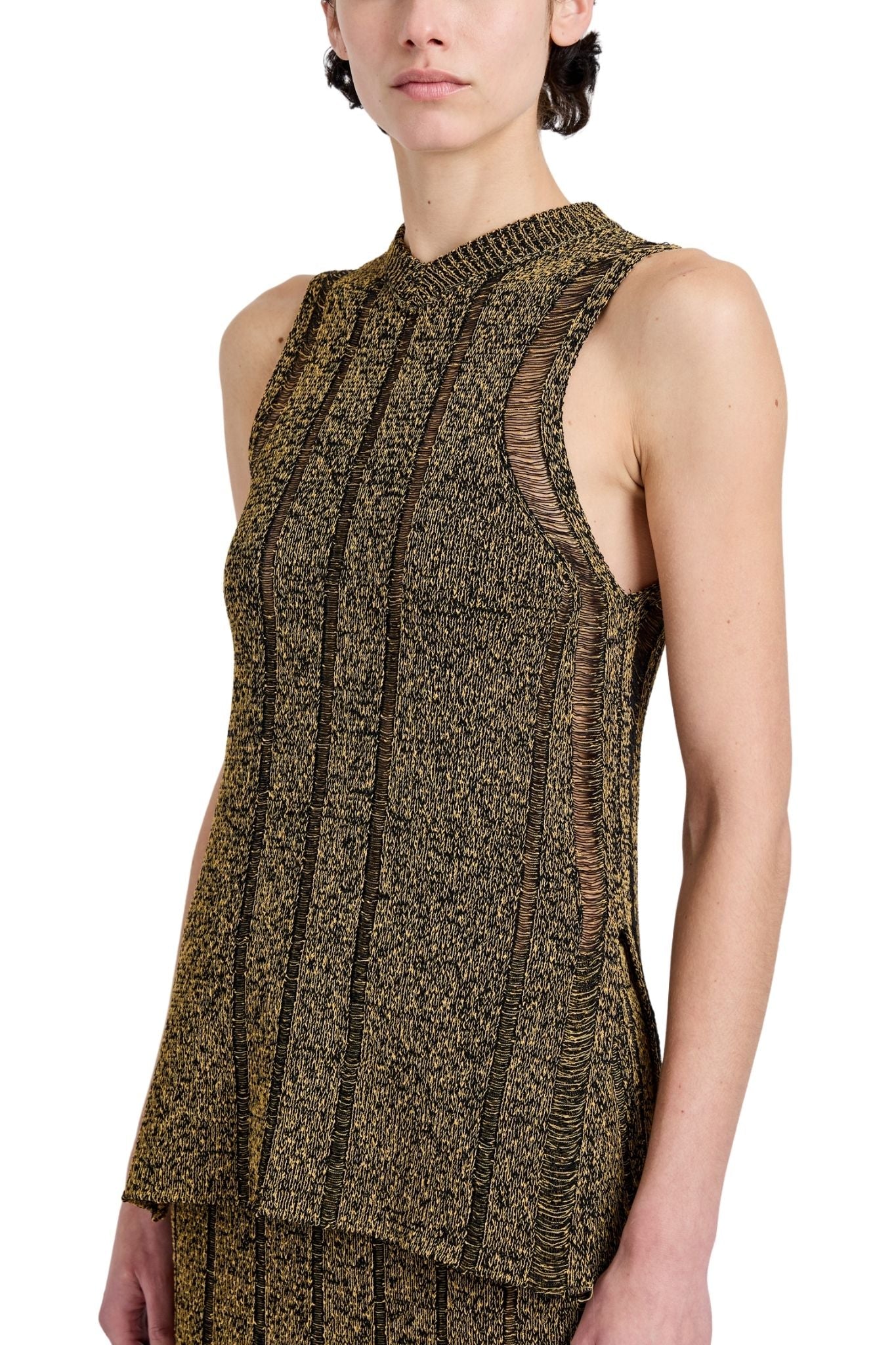 Proenza Schouler Maelle Top In Drop Needle Tweed - Vermillion