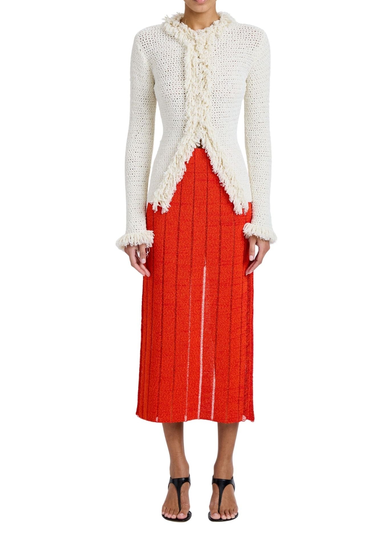 Proenza Schouler Nilo Top In Textured Jacquard - Vermillion