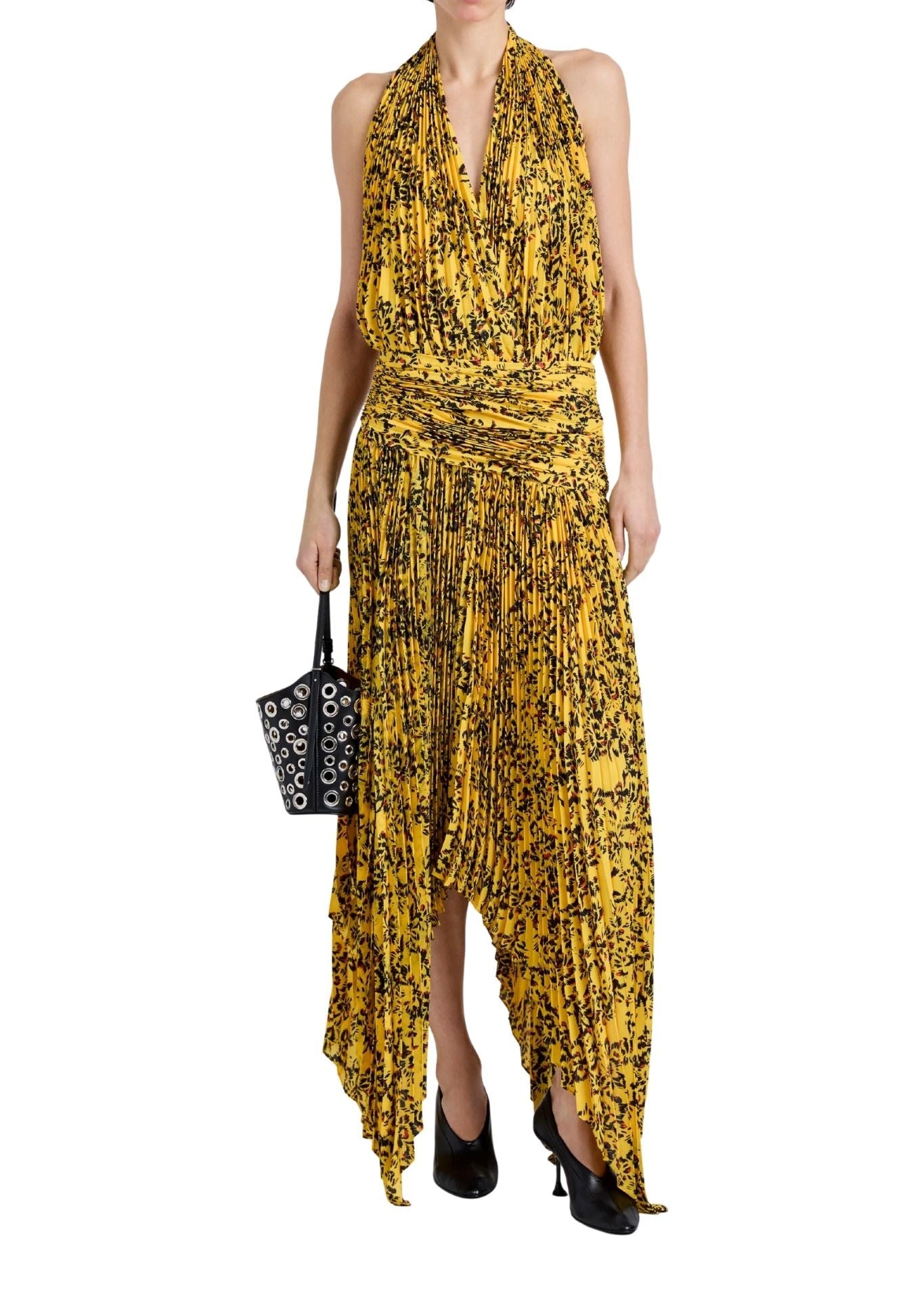 Proenza Schouler Paulina Dress In Pleated Georgette - Vermillion
