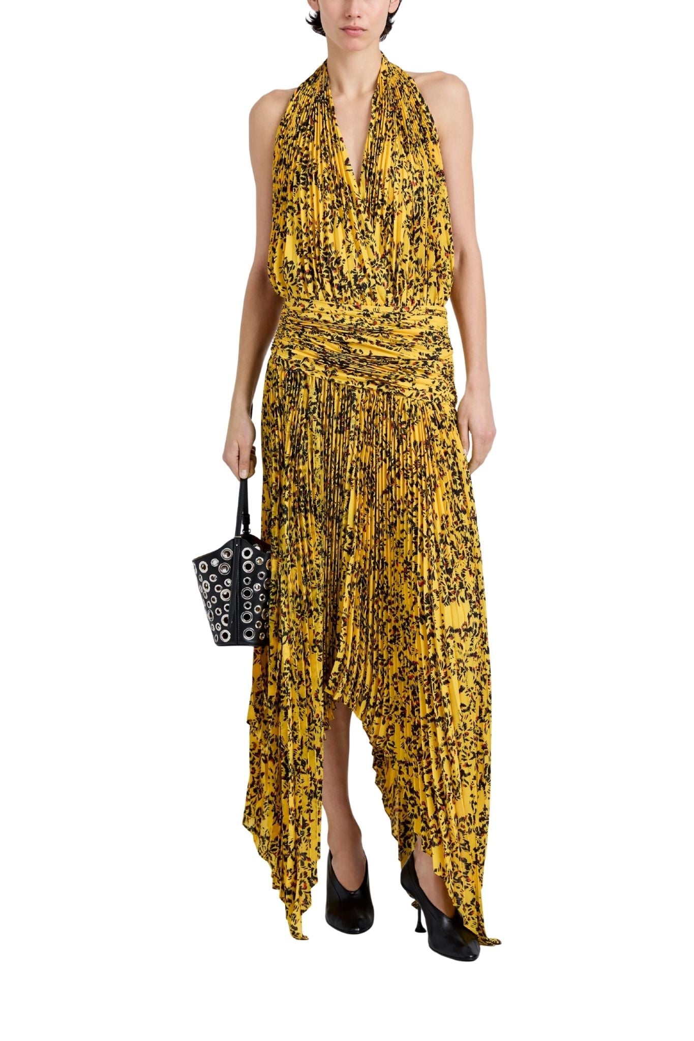Proenza Schouler Paulina Dress In Pleated Georgette - Vermillion