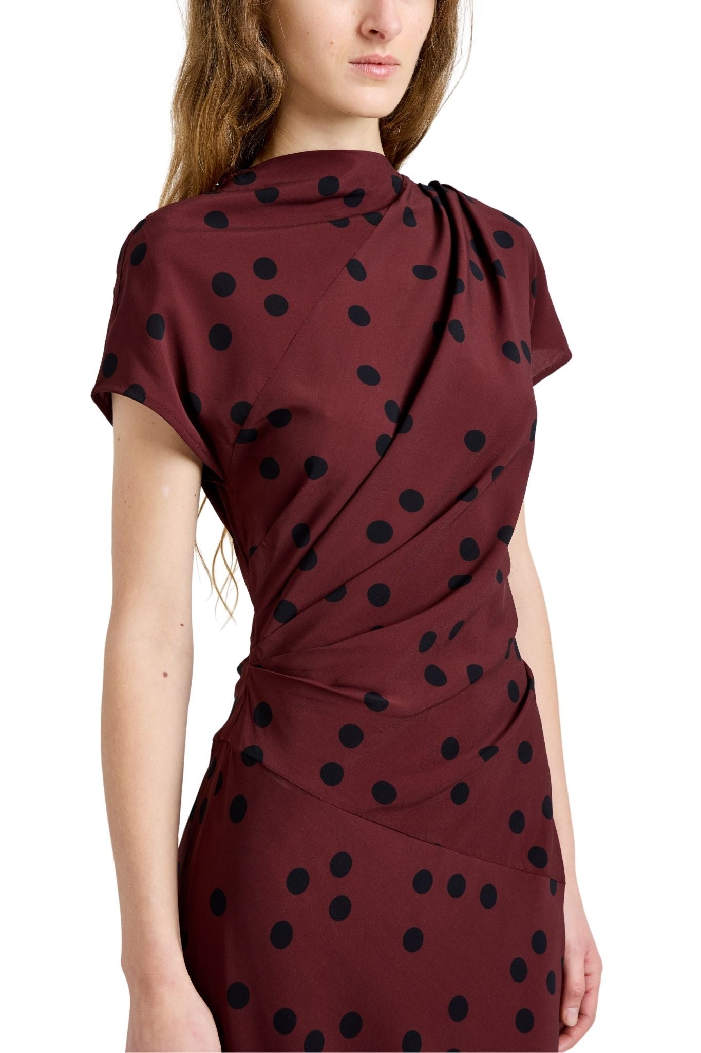 Proenza Schouler Ren Dress In Printed Dot Stretch Vicose - Vermillion