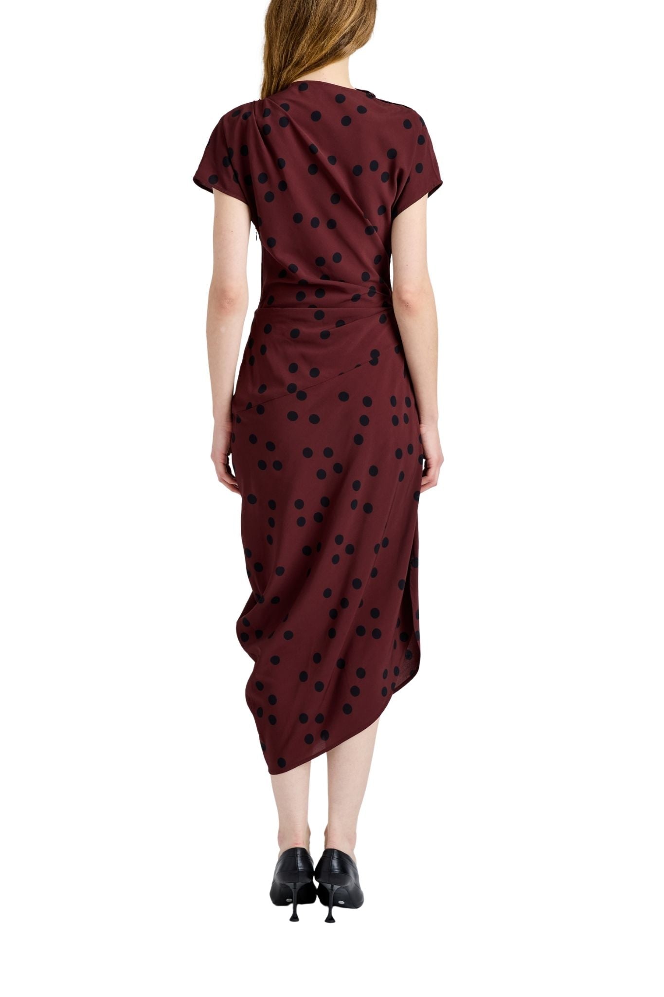 Proenza Schouler Ren Dress In Printed Dot Stretch Vicose - Vermillion